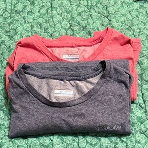Columbia Short Sleeve Tees - Red and Gray